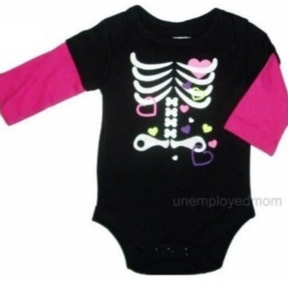 Halloween Skeleton Bodysuit Girls Glittery Bones Children - Picture 2 of 2